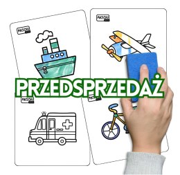 Karty suchościeralne do zabaw POJAZDY zestaw 20 szt.