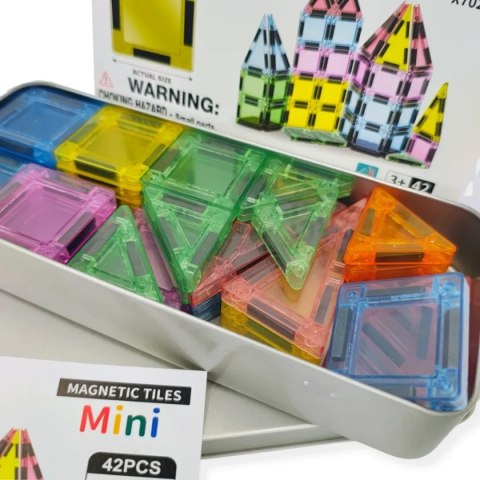 Klocki magnetyczne dla dzieci mini 42 el. - Magnetic Mini Tiles 3+