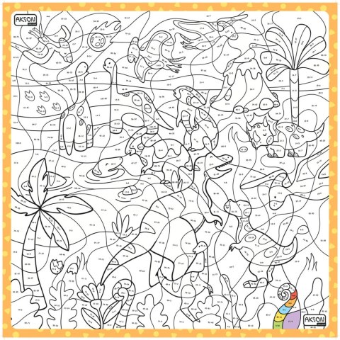 Mata suchościeralna matematyczna Dinozaury 100x100 cm Przedsprzedaż NIŻSZA CENA