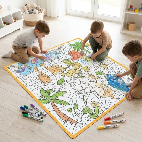 Mata suchościeralna matematyczna Dinozaury 100x100 cm Przedsprzedaż NIŻSZA CENA