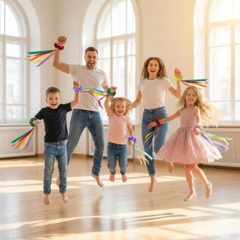Wstążki do tańca 50 cm na rękę z opaską żółtą 1 szt.