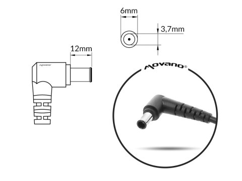 Zasilacz Movano 19v 6.32a (6.0x3.7 pin) 120W do Asus