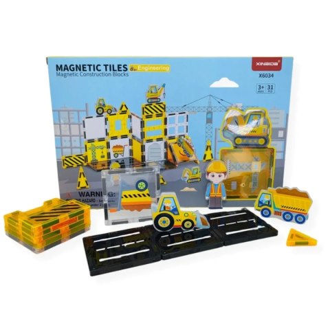 Klocki magnetyczne plac budowy 31 elementów - Magnetic Tiles 3+