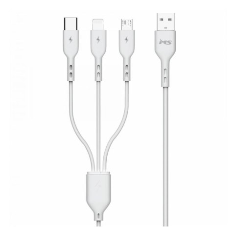 Kabel MS M-ACML1100W 3in1 USB-AM - USB-C/Micro/LIGHT 1.0m Biały
