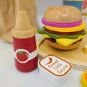 Drewniany zestaw fast food burger z akcesoriami - Kabi 3+