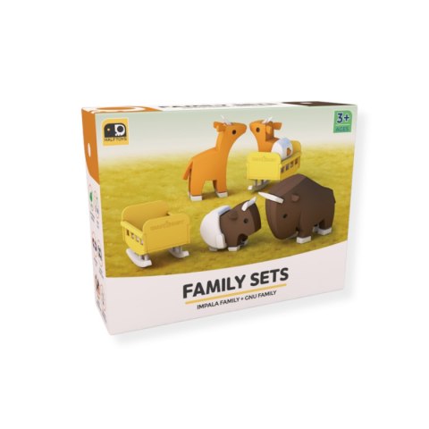 Figurki magnetyczne 3D Half Toys - Rodzina safari Impala i Gnu