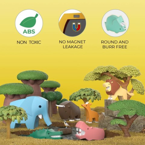 Figurki magnetyczne 3D safari Lew i Słoń - Half Toys 3+