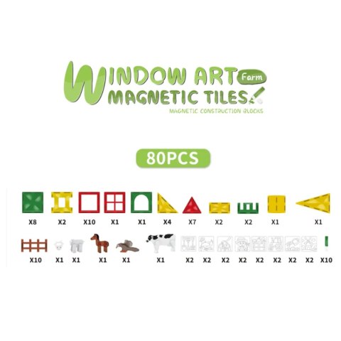 Klocki magnetyczne Farma Window Art 80 el. - X-Bida 3+