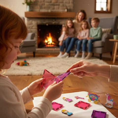 Klocki magnetyczne zamek księżniczki 58 el. - Magnetic Tiles 3+