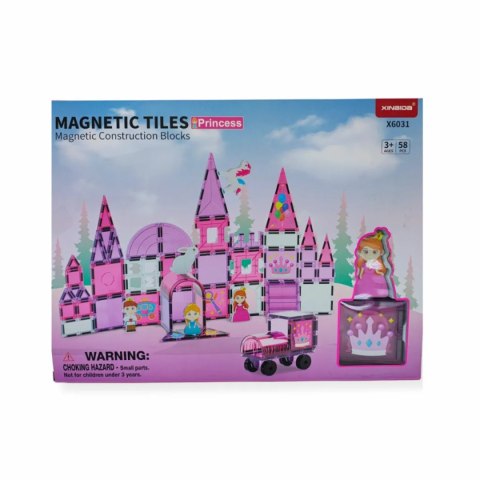 Klocki magnetyczne zamek księżniczki 58 el. - Magnetic Tiles 3+