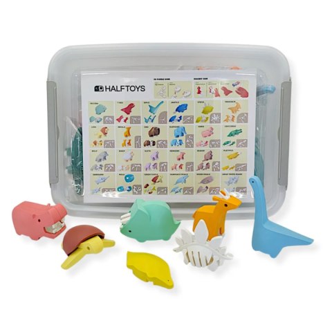 Magnetyczne zwierzaki puzzle 3D Half Toys - 24 szt. 3+