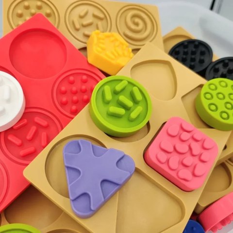 Sensoryczna tęcza - zestaw puzzli sensorycznych - dotyk, kształt - 45 el. 1+