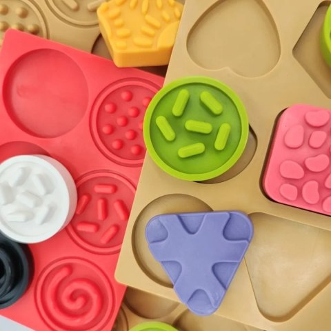 Sensoryczna tęcza - zestaw puzzli sensorycznych - dotyk, kształt - 45 el. 1+