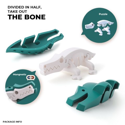Zabawki magnetyczne 3D dla dzieci safari hipopotam i krokodyl - Half Toys 3+