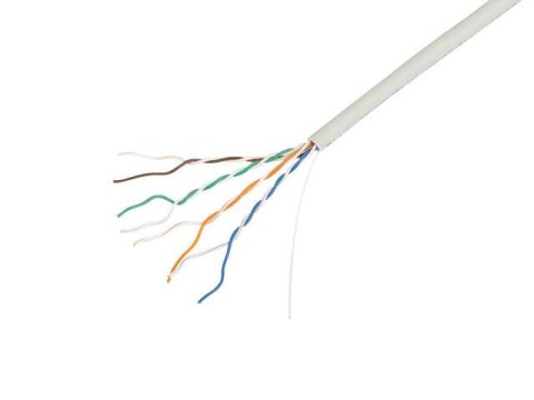 Kabel LAN Lanberg UTP Kat.5e drut CU LSZH CPR+ Fluke passed szary
