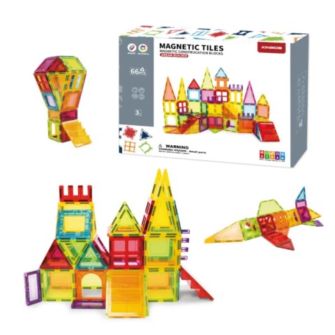 Klocki magnetyczne XL 66 elementów - Magnetic Tiles 3+