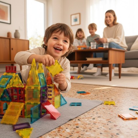 Klocki magnetyczne XL 66 elementów - Magnetic Tiles 3+