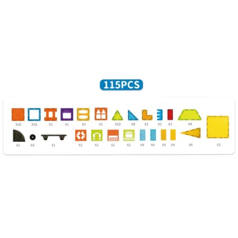 Klocki magnetyczne Magnetic Tiles 115 elementów - 3+