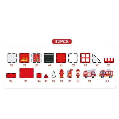 Klocki magnetyczne straż pożarna 32 el. - Magnetic Tiles 3+