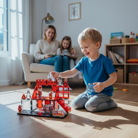 Klocki magnetyczne straż pożarna 32 el. - Magnetic Tiles 3+