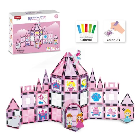 Klocki magnetyczne zamek 78 el. Magnetic Tiles Window Art - 3+