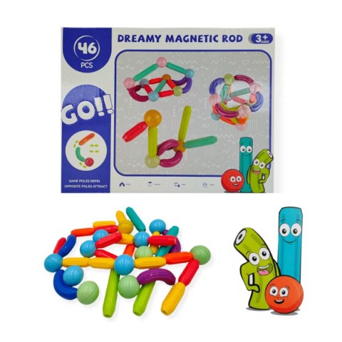 Magnetyczne pałeczki i kulki 46 el. - 3+