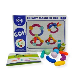 Magnetyczne pałeczki i kulki konstrukcyjne 64 el. - Dreamy 3+