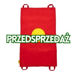 Mini chusta animacyjna 100 x 60 cm czerwona z kołem żółtym
