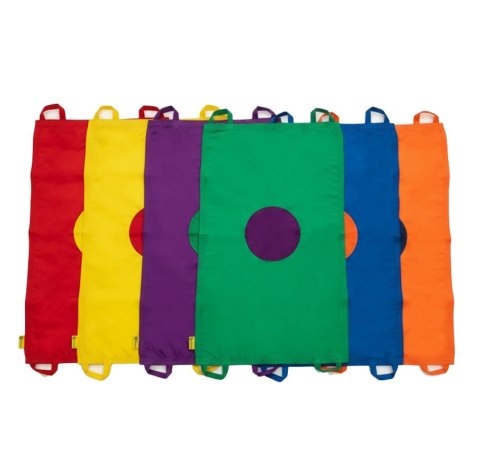 Mini chusta animacyjna 100 x 60 cm zestaw 6 sztuk kolory tęczowe z kołami