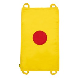 Mini chusta animacyjna 100 x 60 cm żółta z kołem czerwonym