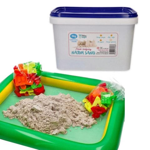 Piasek kinetyczny NaturSand 3 kg z foremkami i piaskownicą - Adam Toys 3+