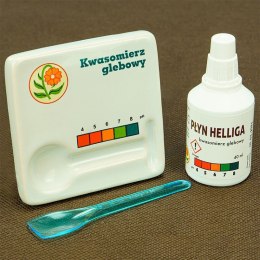 Kwasomierz glebowy z płynem Helliga oraz płytką ceramiczną