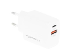 Ładowarka Movano GaN 20W USB-C PD + USB-A (white)