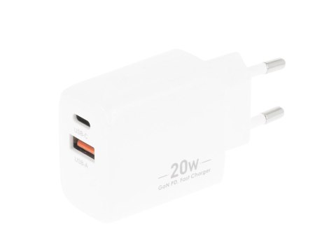Ładowarka Movano GaN 20W USB-C PD + USB-A (white)