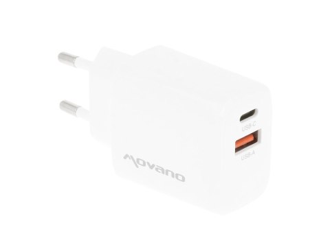 Ładowarka Movano GaN 30W USB-C PD + USB-A (white)