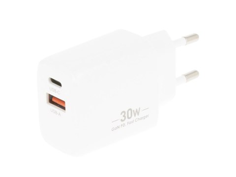 Ładowarka Movano GaN 30W USB-C PD + USB-A (white)