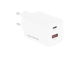Ładowarka Movano GaN 45W USB-C PD + USB-A (white)