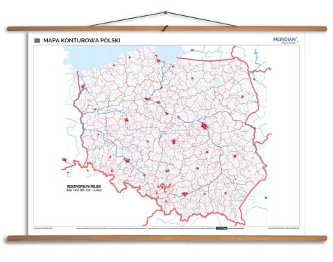 Mapa konturowa Polski 200x150