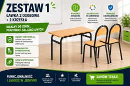 Zestaw 1 Ławka 2 os + 2 krzesła stała wysokość